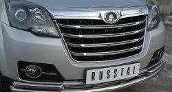 16 949 р. Защита переднего бампера (Ø63 и 42 мм, нержавейка) SLITKOFF Great Wall Hover H3  рестайлинг (2014-2016)  с доставкой в г. Майкоп. Увеличить фотографию 3