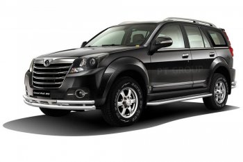Защита переднего бампера двойная с углами из труб d63/51 мм Petroil Tuning Great Wall Hover H3  рестайлинг (2014-2016) (Нержавейка)