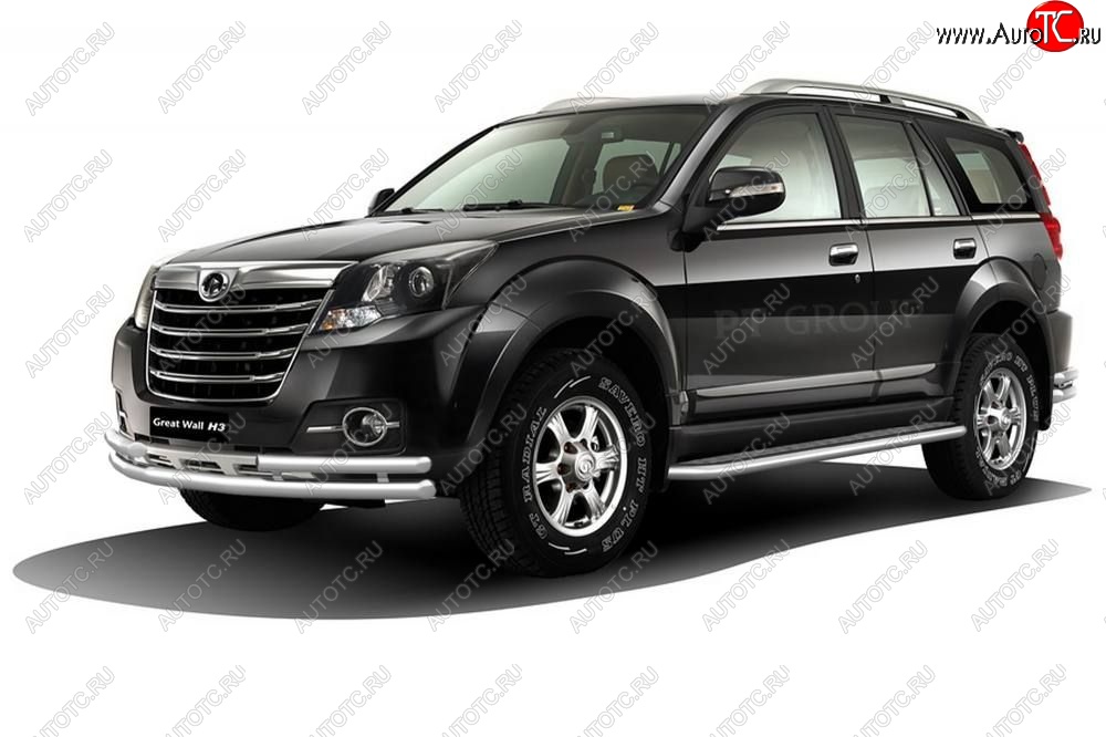 16 289 р. Защита переднего бампера двойная с углами из труб d63/51 мм Petroil Tuning Great Wall Hover H3  рестайлинг (2014-2016) (Нержавейка)  с доставкой в г. Майкоп