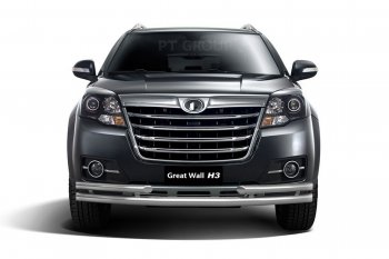 16 289 р. Защита переднего бампера двойная с углами из труб d63/51 мм Petroil Tuning Great Wall Hover H3  рестайлинг (2014-2016) (Нержавейка)  с доставкой в г. Майкоп. Увеличить фотографию 2