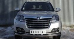11 599 р. Защита переднего бампера (Ø75х42 мм, нержавейка) Russtal Great Wall Hover H3  рестайлинг (2014-2016)  с доставкой в г. Майкоп. Увеличить фотографию 3