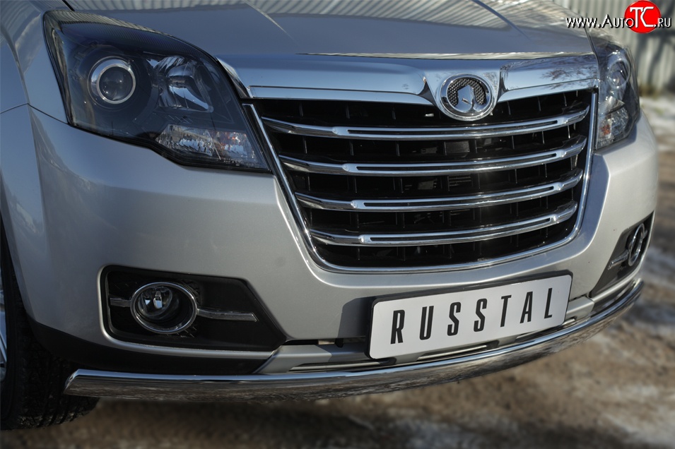 11 599 р. Защита переднего бампера (Ø75х42 мм, нержавейка) Russtal Great Wall Hover H3  рестайлинг (2014-2016)  с доставкой в г. Майкоп