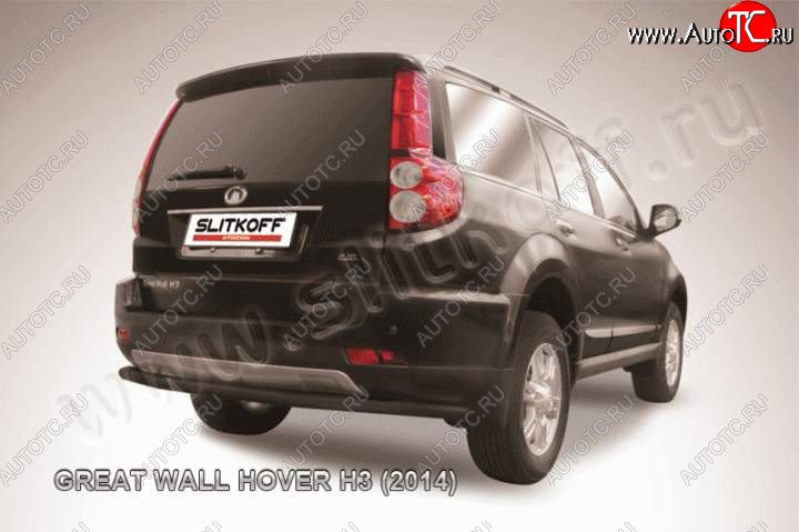 7 999 р. Защита заднего бампера Slitkoff (труба d57, длинная) Great Wall Hover H3  рестайлинг (2014-2016) (Цвет: серебристый)  с доставкой в г. Майкоп