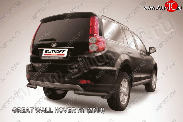 5 549 р. Защита заднего бампера из уголков d57 Slitkoff Great Wall Hover H3  рестайлинг (2014-2016) (Цвет: серебристый)  с доставкой в г. Майкоп