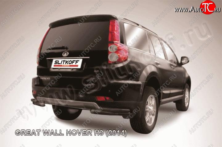 6 499 р. Защита заднего бампера из уголков d57+d42 Slitkoff (двойные) Great Wall Hover H3  рестайлинг (2014-2016) (Цвет: серебристый)  с доставкой в г. Майкоп