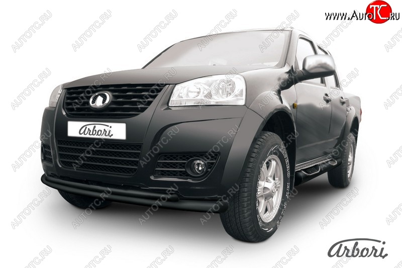 7 919 р. Защита переднего бампера Arbori (черная, 2 трубы d76 и 42 mm) Great Wall Wingle 5 (2011-2017)  с доставкой в г. Майкоп