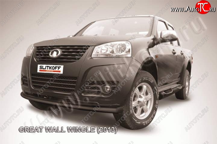 9 549 р. Защита переднего бампера из трубы d76 Slitkoff  Great Wall Wingle 5 (2011-2017) (Цвет: серебристый)  с доставкой в г. Майкоп