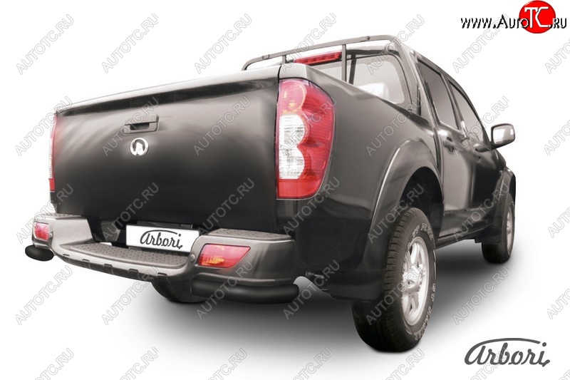 5 399 р. Защита заднего бампера Arbori (уголки, черная, 1 труба d57 mm). Great Wall Wingle 5 (2011-2017)  с доставкой в г. Майкоп