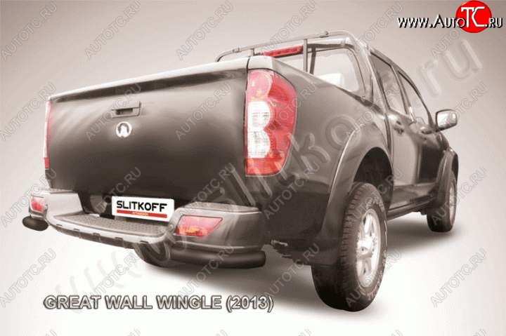 4 649 р. Защита заднего бампера из уголков d57 Slitkoff Great Wall Wingle 5 (2011-2017) (Цвет: серебристый)  с доставкой в г. Майкоп