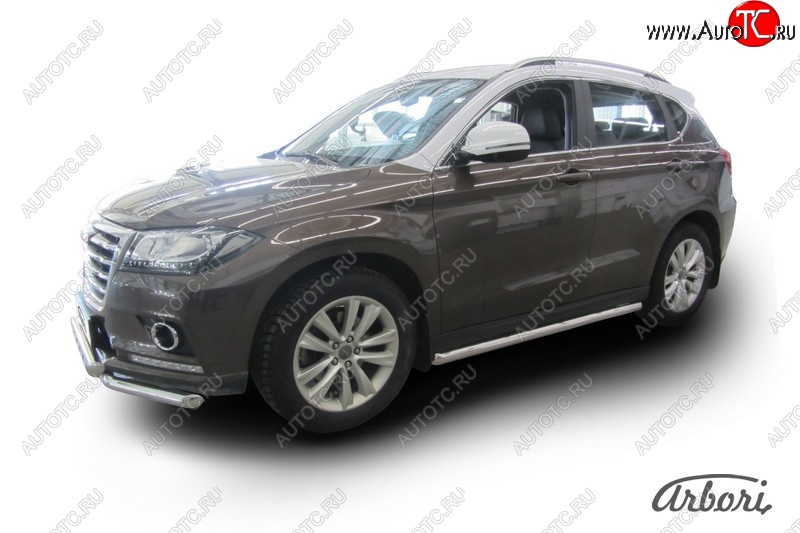 12 869 р. Защита штатных порогов Arbori (нержавейка, d57 mm). Haval H2 (2014-2021)  с доставкой в г. Майкоп