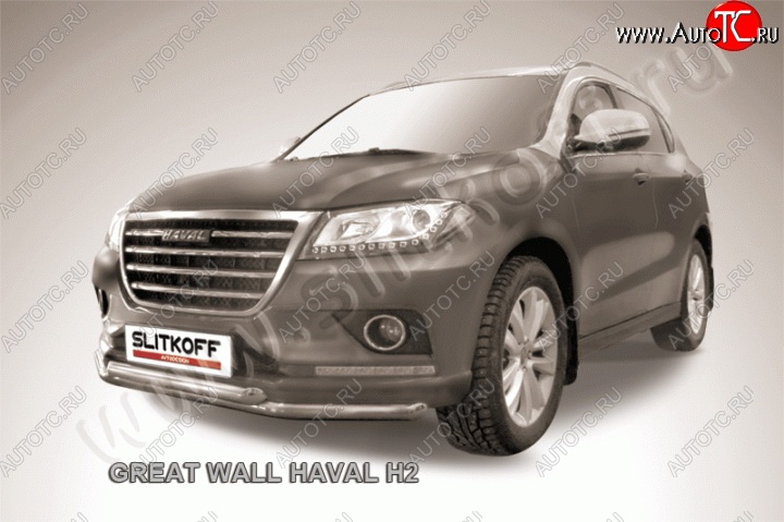 12 999 р. Двойная защита переднего бампера из труб диаметром по 57 мм Slitkoff  Haval H2 (2014-2021) (Нержавейка, Полированная)  с доставкой в г. Майкоп