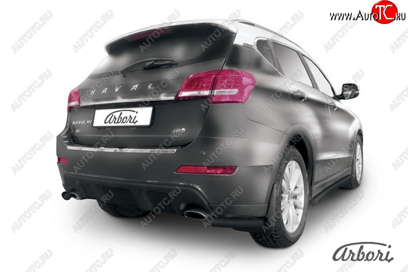 5 399 р. Защита заднего бампера Arbori (короткая, черная, 1 труба d57 mm). Haval H2 (2014-2021)  с доставкой в г. Майкоп
