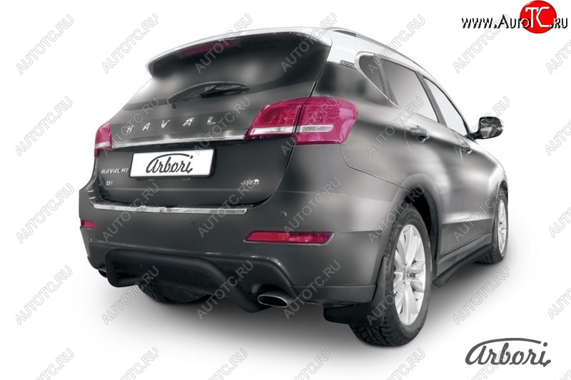 5 669 р. Защита заднего бампера Arbori (скоба, черная, 1 труба d57 mm). Haval H2 (2014-2021)  с доставкой в г. Майкоп