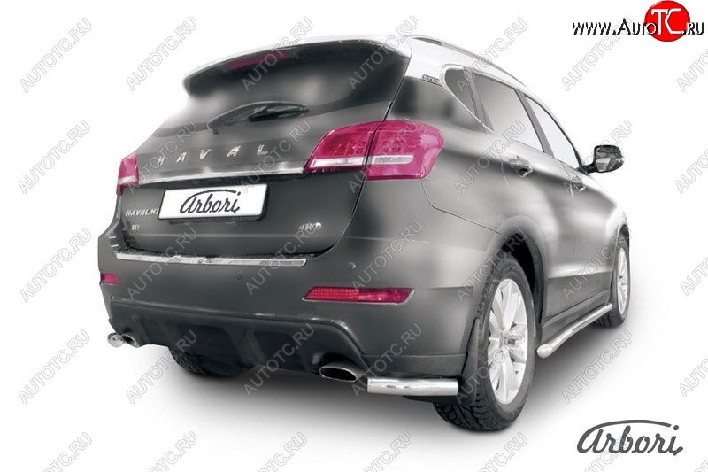 16 699 р. Защита заднего бампера Arbori (уголки, нержавейка, 1 труба d57 mm). Haval H2 (2014-2021)  с доставкой в г. Майкоп