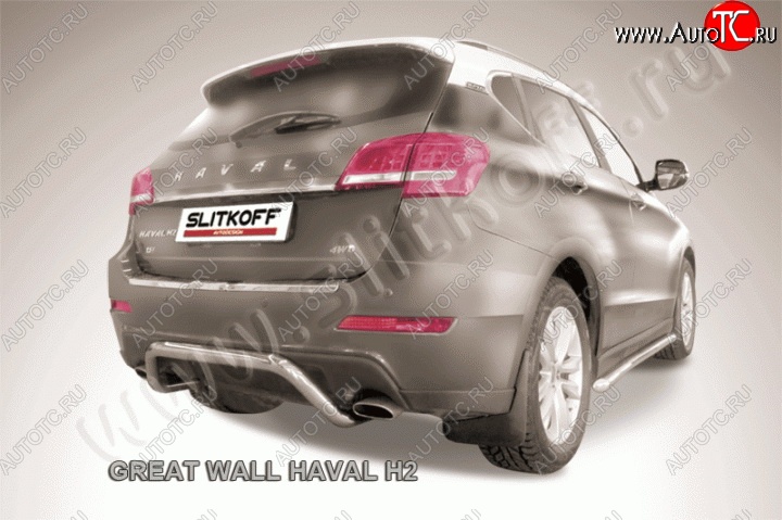 10 849 р. Защита заднего бампера диаметром 57 мм с изгибом Slitkoff Haval H2 (2014-2021) (Нержавейка, Полированная)  с доставкой в г. Майкоп