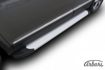 10 979 р. Порожки для ног Arbori Optima Silver Haval H6 (2013-2020)  с доставкой в г. Майкоп. Увеличить фотографию 2