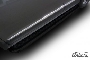 Защита штатных порогов с листом Arbori (черная, алюминий, d57) Haval H6 дорестайлинг (2016-2019)