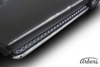Защита штатных порогов с листом Arbori (нержавейка, алюминий, d57) Haval H6 дорестайлинг (2016-2019)