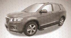 11 299 р. Алюминиевые пороги Slitkoff Luxe Black Haval H6 (2013-2020)  с доставкой в г. Майкоп. Увеличить фотографию 2