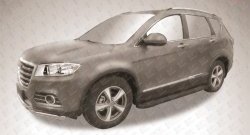 13 349 р. Алюминиевые пороги Slitkoff Optima Black Haval H6 (2013-2020)  с доставкой в г. Майкоп. Увеличить фотографию 2