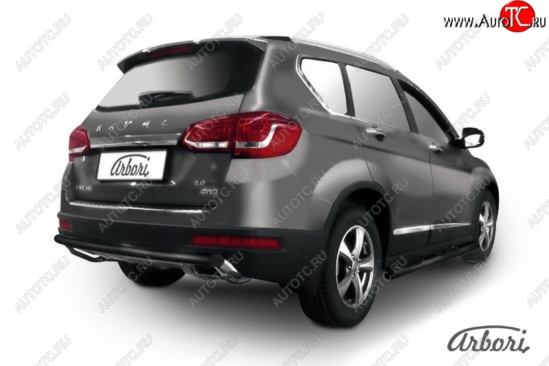 7 019 р. Защита заднего бампера Arbori (черная, 1 труба d57 mm). Haval H6 (2013-2020)  с доставкой в г. Майкоп