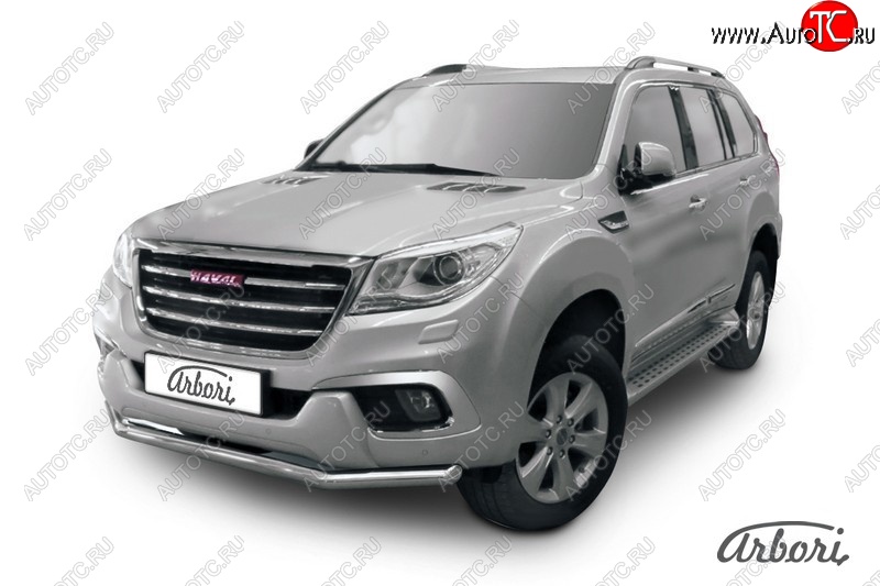 17 399 р. Защита переднего бампера Arbori (нержавейка, 1 труба d57 mm) Haval H9 дорестайлинг (2015-2017)  с доставкой в г. Майкоп