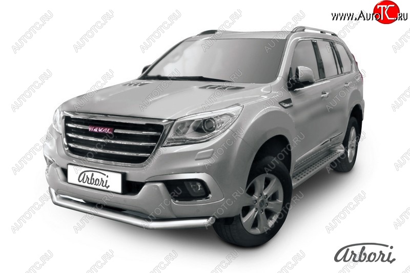 14 363 р. Защита переднего бампера Arbori (нержавейка, 1 труба d76 mm) Haval H9 дорестайлинг (2015-2017)  с доставкой в г. Майкоп