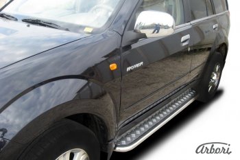 Защита штатных порогов с листом Arbori (труба - нержавейка d42, лист - алюминий) Great Wall Hover  1-ый рестайлинг (2010-2014)
