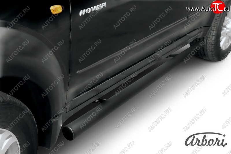 6 569 р. Защита штатных порогов Arbori (черная, d76 mm). Great Wall Hover  1-ый рестайлинг (2010-2014)  с доставкой в г. Майкоп