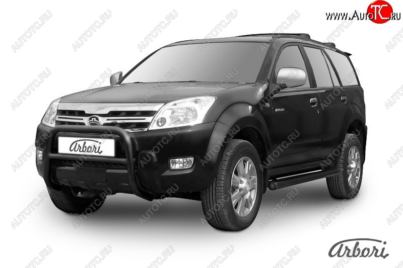 12 788 р. Защита переднего бампера Arbori (низкая, черная, 1 труба d57 mm). Great Wall Hover  1-ый рестайлинг (2010-2014)  с доставкой в г. Майкоп