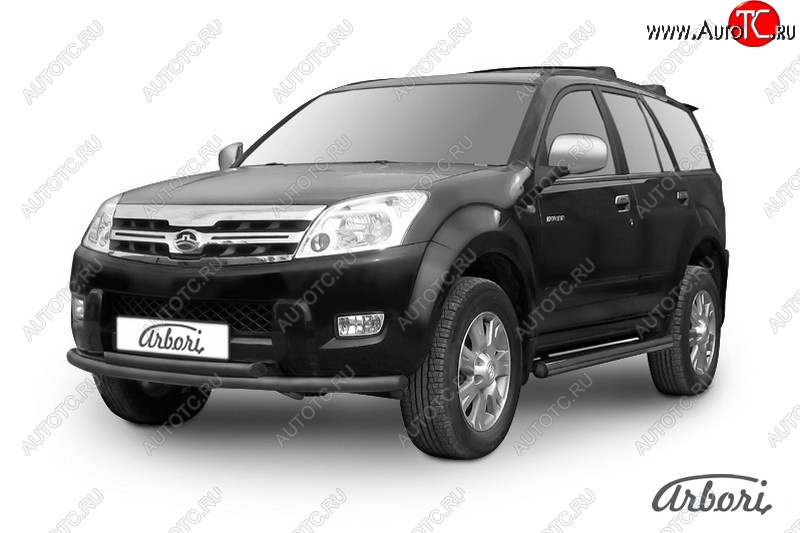6 119 р. Защита переднего бампера Arbori (черная, 2 трубы d57 и 57 mm) Great Wall Hover  1-ый рестайлинг (2010-2014)  с доставкой в г. Майкоп