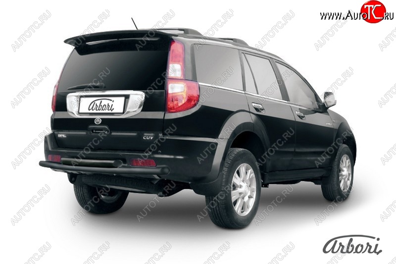 5 669 р. Защита заднего бампера Arbori (черная, 2 трубы d57 и 57 mm). Great Wall Hover  1-ый рестайлинг (2010-2014)  с доставкой в г. Майкоп