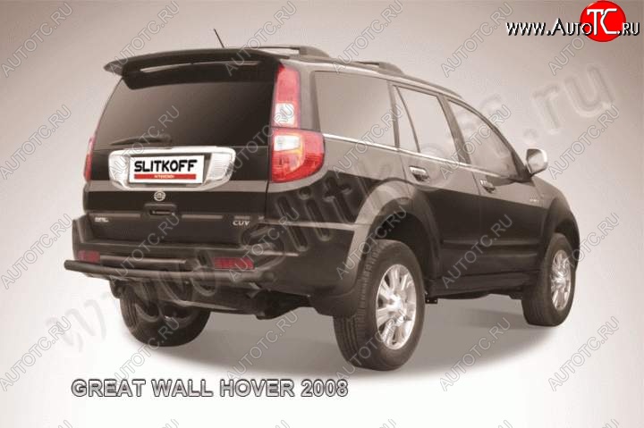 7 599 р. Защита заднего бампера Slitkoff (труба d57/d57)  Great Wall Hover (2010-2014)  1-ый рестайлинг (Цвет: серебристый)  с доставкой в г. Майкоп