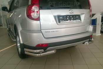 7 559 р. Защита заднего бампера Petroil Tuning (уголки двойные, d63/51) Great Wall Hover H5 (2010-2017) (Черная (шагрень))  с доставкой в г. Майкоп. Увеличить фотографию 2