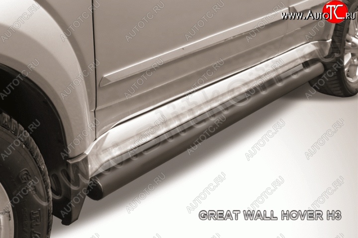 10 999 р. Защита порогов Slitkoff (труба d76)  Great Wall Hover H3 (2010-2014)  дорестайлинг (Цвет: серебристый)  с доставкой в г. Майкоп