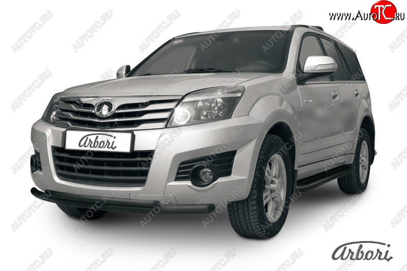 6 389 р. Защита переднего бампера Arbori (черная, 2 трубы d57 и 42 mm) Great Wall Hover H3  дорестайлинг (2010-2014)  с доставкой в г. Майкоп