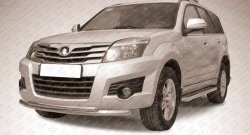 Двойная защита переднего бампера из двух труб диаметром 57 и 42 мм Slitkoff Great Wall Hover H3 (2010-2014)  дорестайлинг