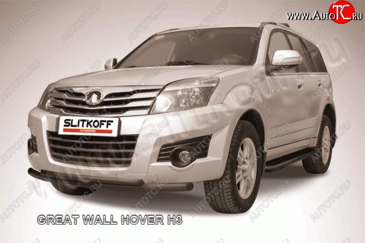 8 599 р. Защита переднего бампера из труб d57+d42 Slitkoff  Great Wall Hover H3 (2010-2014)  дорестайлинг (Цвет: серебристый)  с доставкой в г. Майкоп