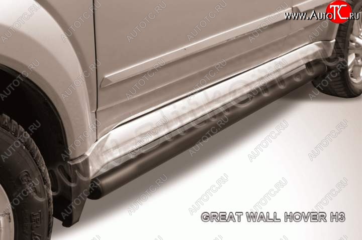 9 999 р. Защита порогов из труб d57 Slitkoff Great Wall Hover H3  дорестайлинг (2010-2014) (Цвет: серебристый)  с доставкой в г. Майкоп