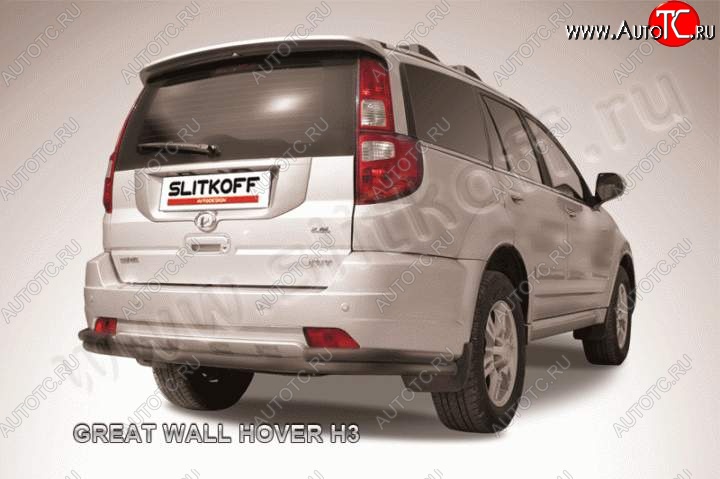 9 449 р. Защита заднего бампера из труб d57+d42 Slitkoff  Great Wall Hover H3 (2010-2014)  дорестайлинг (Цвет: серебристый)  с доставкой в г. Майкоп