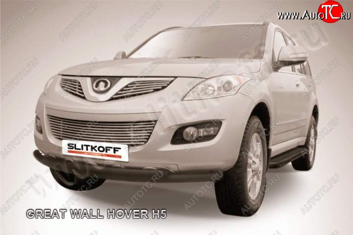 8 999 р. Защита переднего бампера из труб d57+d42 Slitkoff  Great Wall Hover H5 (2010-2017) (Цвет: серебристый)  с доставкой в г. Майкоп