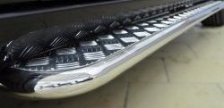Широкая защита порогов с трубой диаметром 42 мм SLITKOFF v2 Great Wall Hover H5 (2010-2017) (лист алюм., проф. сталь)