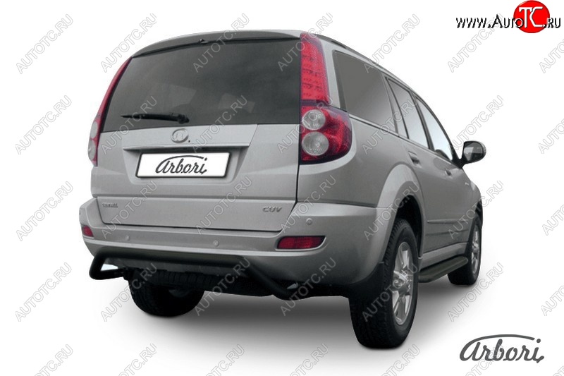 5 399 р. Защита заднего бампера Arbori (скоба, черная, 1 труба d57 mm). Great Wall Hover H5 (2010-2017)  с доставкой в г. Майкоп