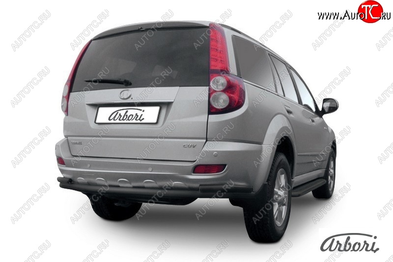 5 669 р. Защита заднего бампера Arbori (черная, 2 трубы d57 и 42 mm). Great Wall Hover H5 (2010-2017)  с доставкой в г. Майкоп