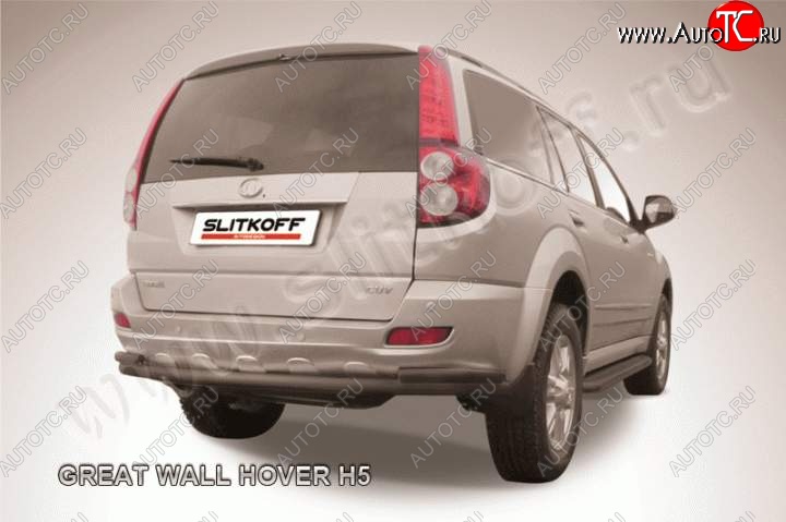 9 649 р. Защита заднего бампера из труб d57+d42 Slitkoff Great Wall Hover H5 (2010-2017) (Цвет: серебристый)  с доставкой в г. Майкоп
