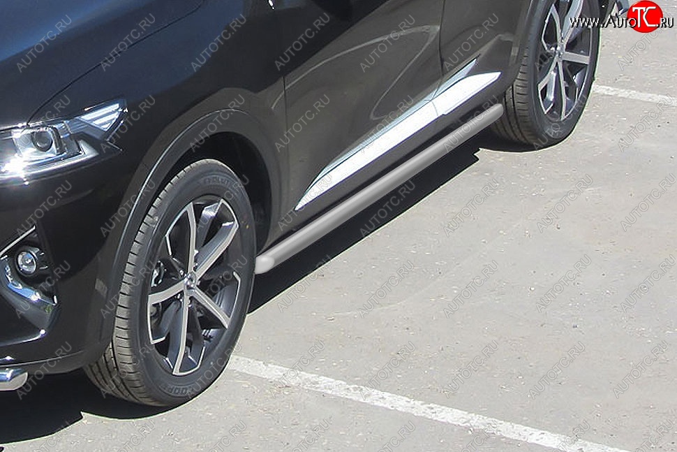 8 499 р.  Защита порогов (Ø57 мм, с полимерным покрытием) Slitkoff  Haval F7 - F7x (цвет: серебро)  с доставкой в г. Майкоп