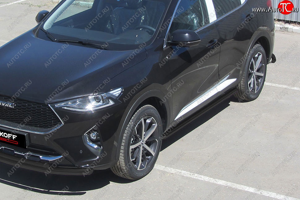 8 499 р. Защита порогов (Ø57 мм, с полимерным покрытием) Slitkoff  Haval F7 - F7x (цвет: черный)  с доставкой в г. Майкоп