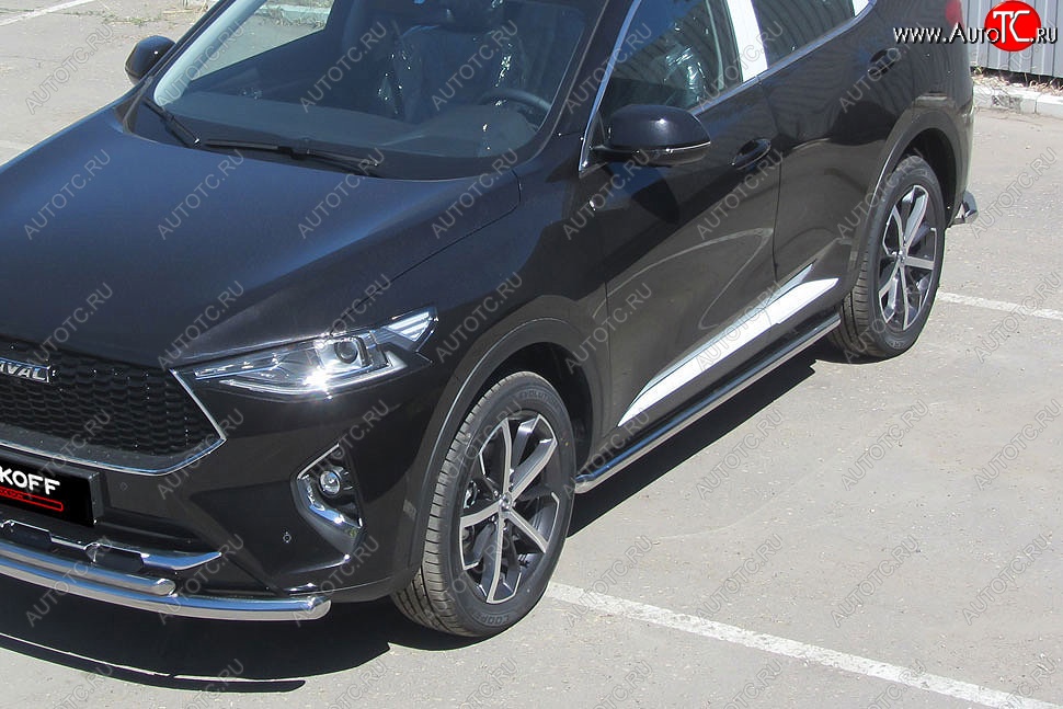 11 999 р. Защита порогов (Ø57 мм, нержавейка) Slitkoff  Haval F7 - F7x  с доставкой в г. Майкоп