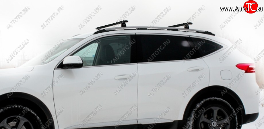 14 539 р. Рейлинги крыши АПС  Haval F7 (2018-2024)  дорестайлинг, рестайлинг (Черно-серебристые, поперечины черные, L1300)  с доставкой в г. Майкоп