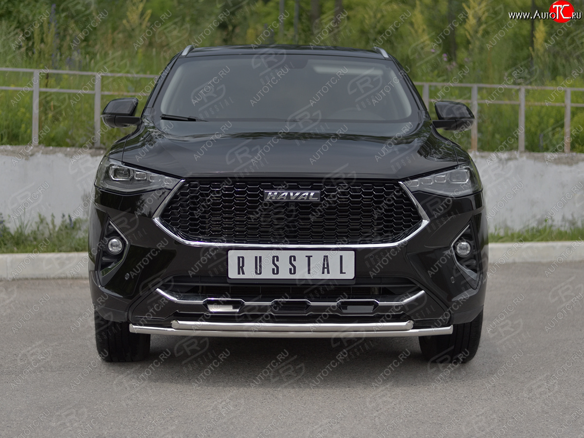 13 999 р. Защита переднего бампера (Ø42 мм, нержавейка, 4WD) SLITKOFF Haval F7x дорестайлинг (2019-2022) (полированная нержавейка)  с доставкой в г. Майкоп